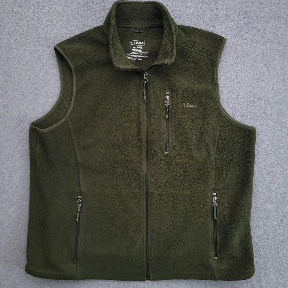 LL Bean Vest Mens XXL Green Trail Model Polartec Fleece Full Zip Gorpcore Hike